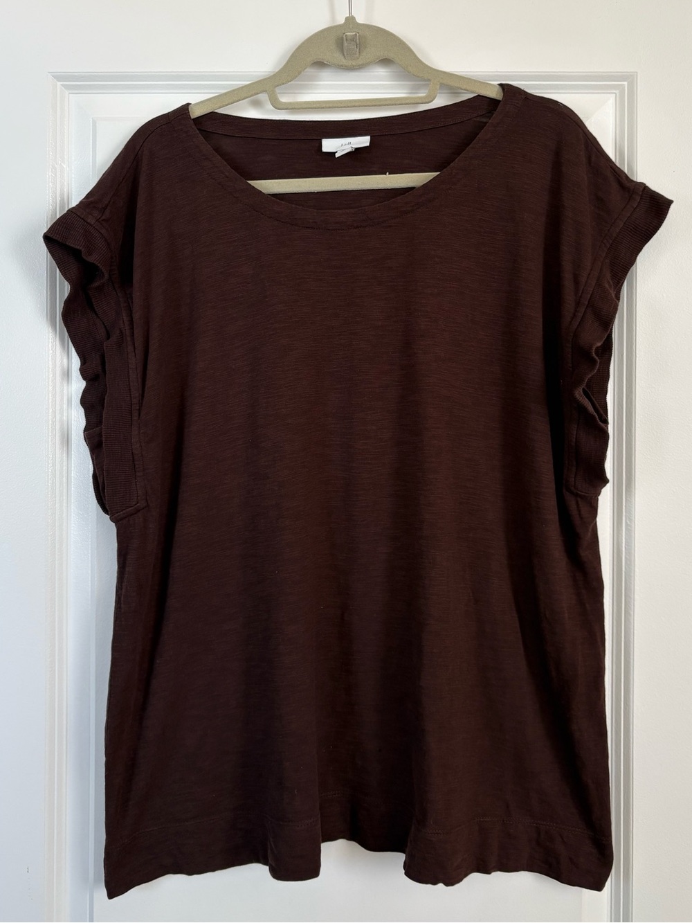 J. Jill Brown Cotton Tencel Modal Cap Sleeve Tee Size XL Tall